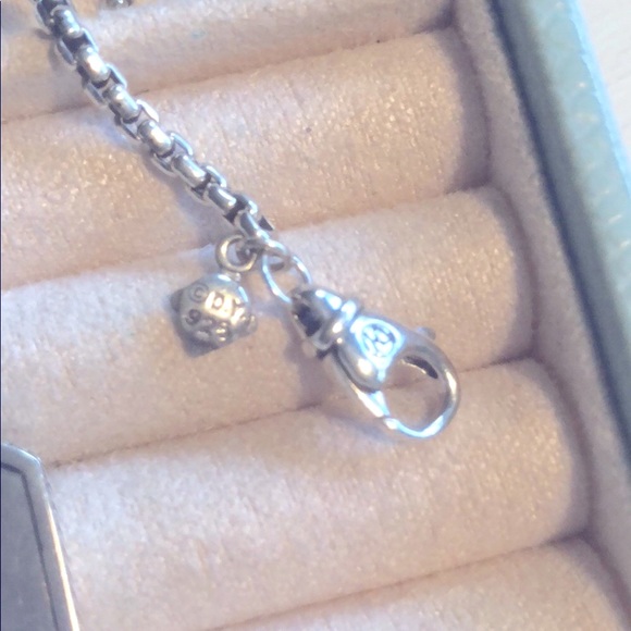 David Yurman Exotic Pavé Gray Sapphire Tag Pendant & Sterling Silver Chain - Picture 6 of 8